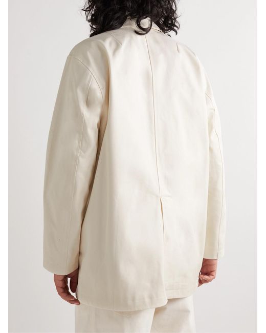 Adish White Wool-Trimmed Cotton-Twill Overcoat for men