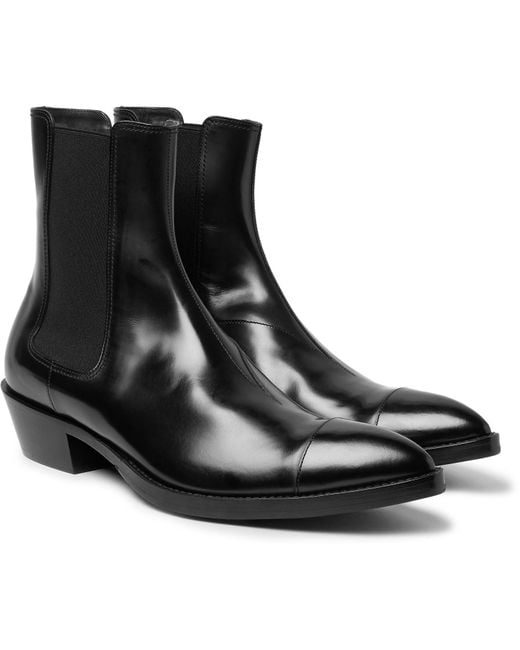 Berluti Black Heith Austin Glossed-leather Chelsea Boots for men