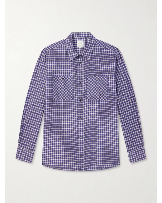 Paul Smith Purple Checked Linen Shirt for men