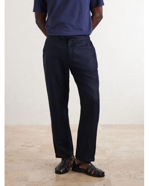 Frescobol Carioca Mendes Straight-leg Linen And Cotton-blend Twill Drawstring Trousers - Men - Blue - Uk/us 30 Blue Uk/us 30 for men