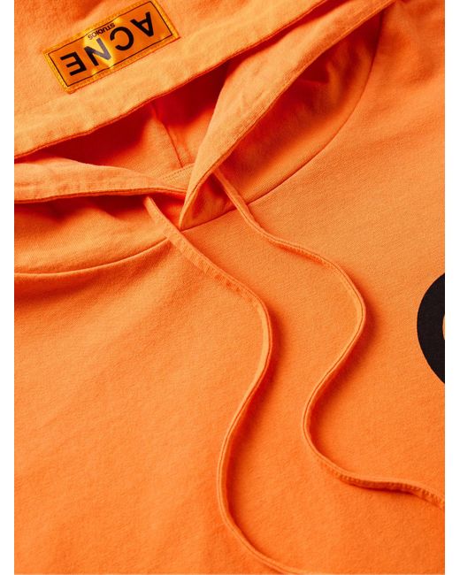 Acne Orange Fester H U Logo-print Cotton-jersey Hoodie for men