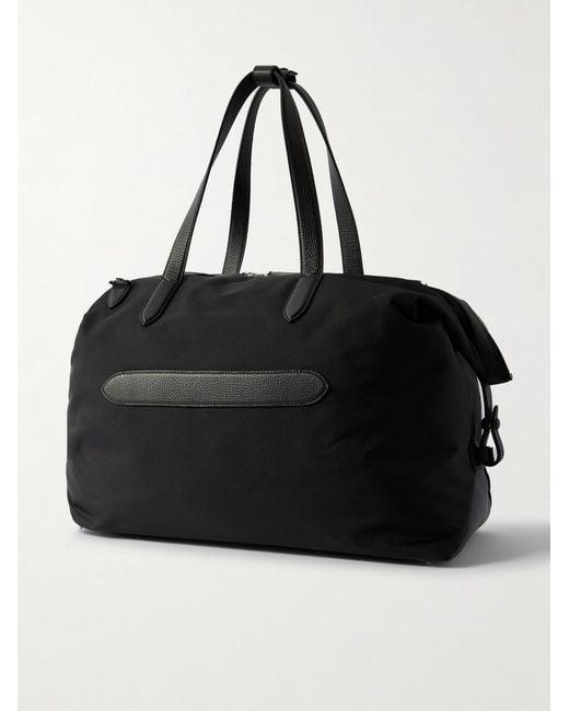 Smythson Black Norton Leather-trimmed Canvas Weekend Bag for men