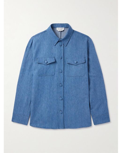 Gabriela Hearst Blue Everly Cotton And Linen-Blend Chambray Overshirt for men