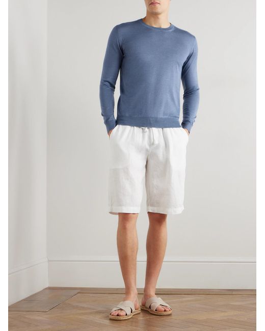 Fedeli Blue Argentina Slim-Fit Cashmere And Silk-Blend Sweater for men