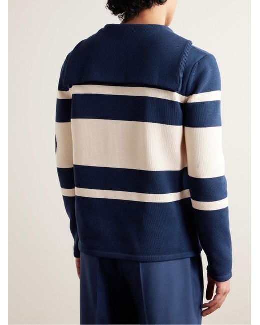 Gucci Pullover aus Baumwolle mit Schalkragen und Intarsienlogomotiv in Blue für Herren