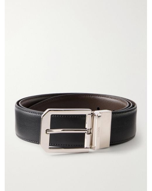 Zegna Black 3Cm Reversible Leather Belt for men