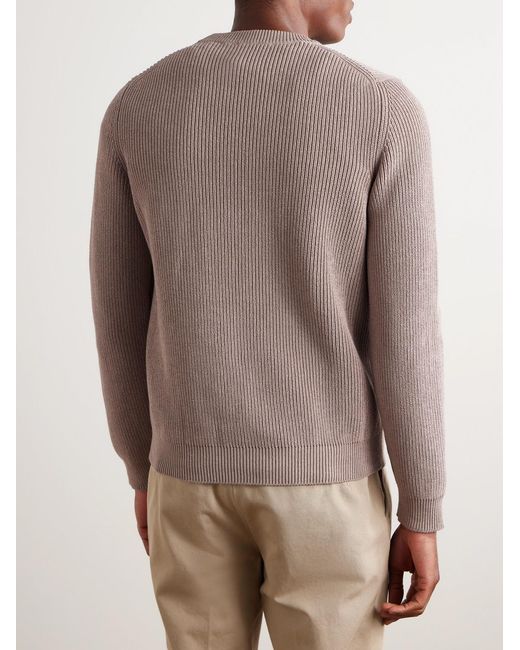 Slowear Natural Zanone Ribbed Cotton Crêpe Sweater for men