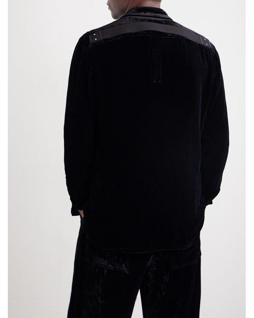 Rick Owens Blue Fogpocket Velour Jacket for men