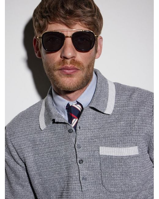 Thom Browne Metallic Round-Frame-Tone Titanium Sunglasses for men