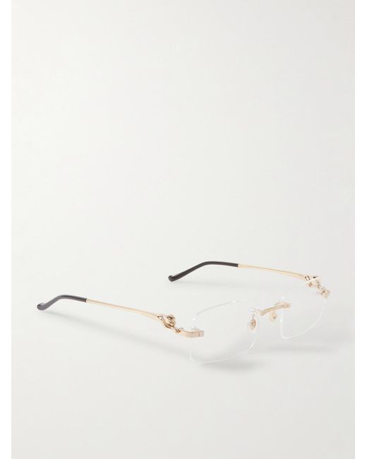 Cartier Natural Panthère Rimless Rectangular-Frame-Tone Optical Glasses for men