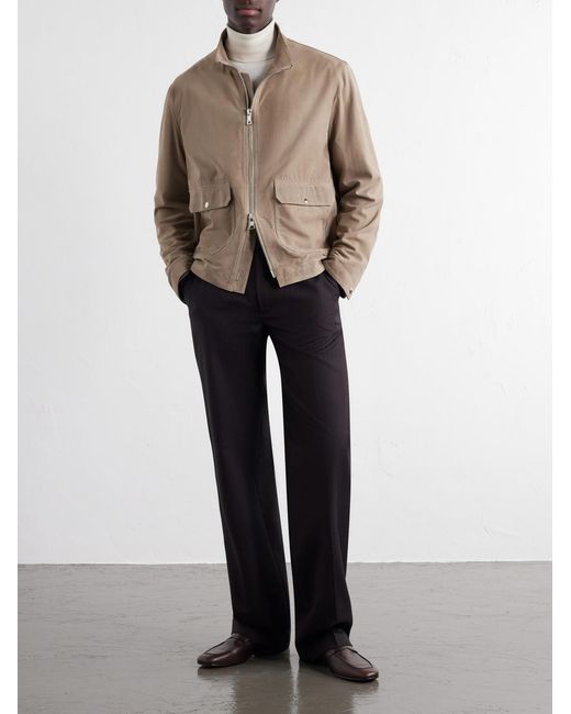 Mr P. Natural Harrington Suede Jacket for men