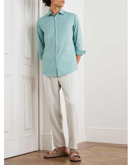 Massimo Alba Blue Genova Cutaway-collar Cotton-voile Shirt for men