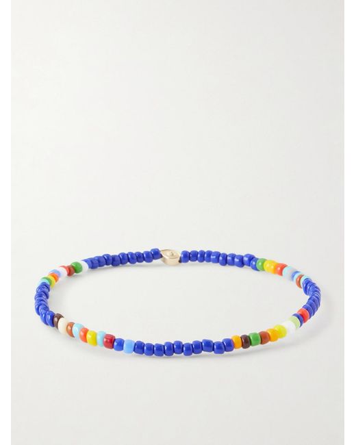 Luis Morais Blue 14-Karat Beaded Bracelet for men