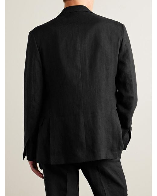 Ralph Lauren Purple Label Black Kent Slim-fit Double-breasted Linen Suit Jacket for men