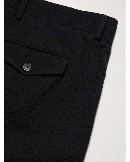 Mr P. Black Daniel Tapered Pleated Wool-Blend Seersucker Suit Trousers for men