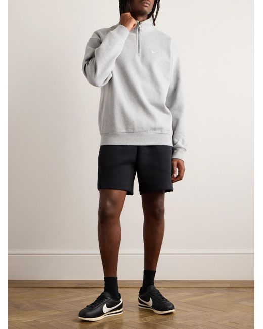 Nike Solo Swoosh Sweatshirt aus Jersey aus einer Baumwollmischung mit Logostickerei und kurzem Reißverschluss in Gray für Herren