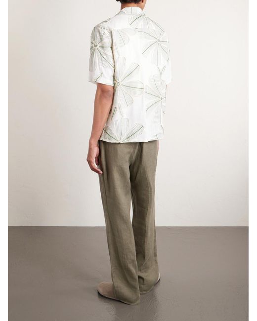 Corridor NYC Natural Camp-Collar Floral-Appliquéd Poplin Shirt for men