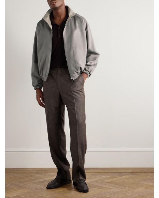 STÒFFA Gray Straight-Leg Pleated Wool And Cashmere-Blend Trousers for men