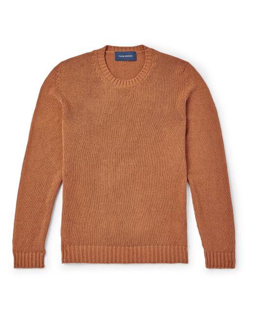 Thom Sweeney Brown Slim-fit Silk Sweater for men