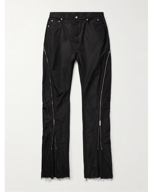 Rick Owens Black Bolan Banana Slim-fit Flared Zip-embellished Faille Trousers for men