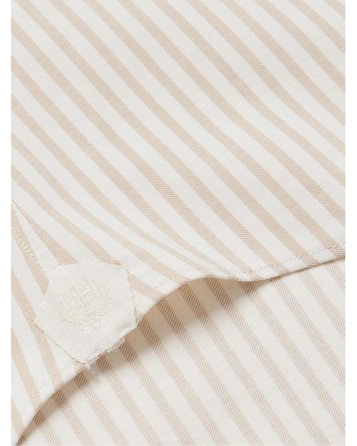 Loro Piana White Andre Striped Silk And Cotton-Blend Twill Shirt for men
