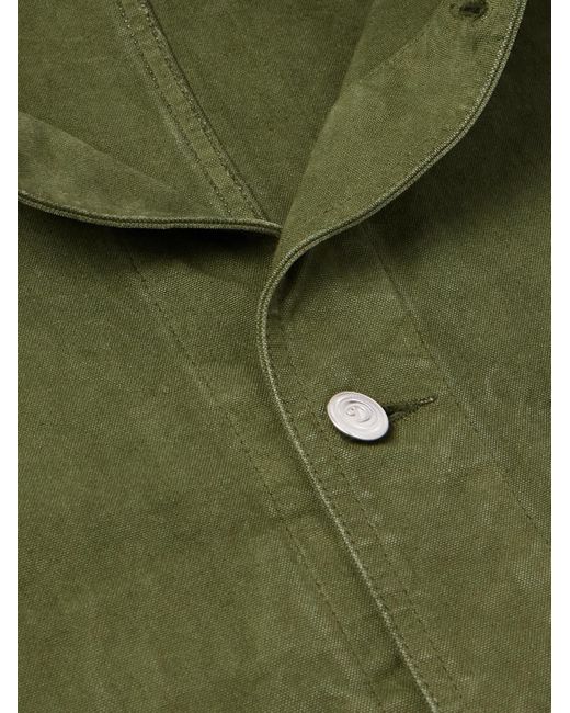Overshirt in tela di cotone Duck di Drake's in Green da Uomo