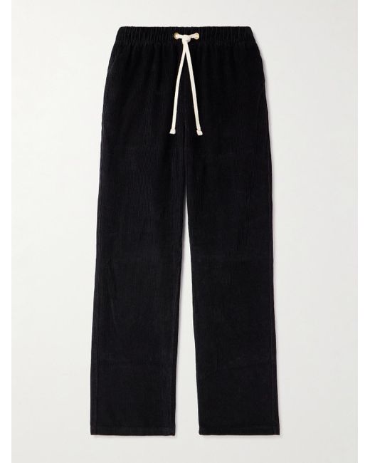 Les Tien Black Straight-leg Cotton-corduroy Drawstring Trousers for men