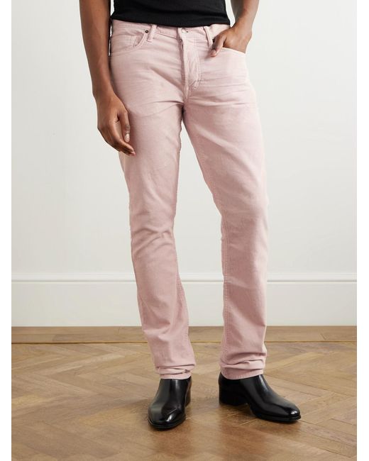 Tom Ford Pink Slim-Fit Cotton-Blend Corduroy Trousers for men