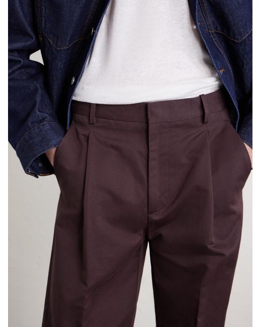 Altea Purple Orval Straight-Leg Cotton And Linen-Blend Gabardine Trousers for men