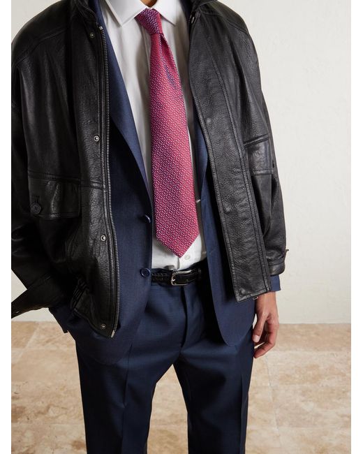 Canali Blue Slim-Fit Tapered Puppytooth Wool Suit Trousers for men