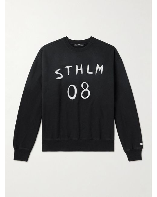 Acne Black Appliquéd Cotton-jersey Sweatshirt for men