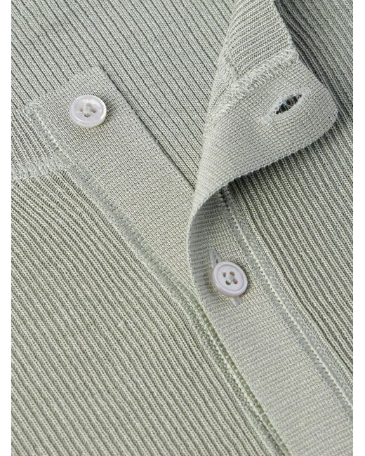 Tom Ford Gray Ribbed Silk-blend Henley Shirt for men