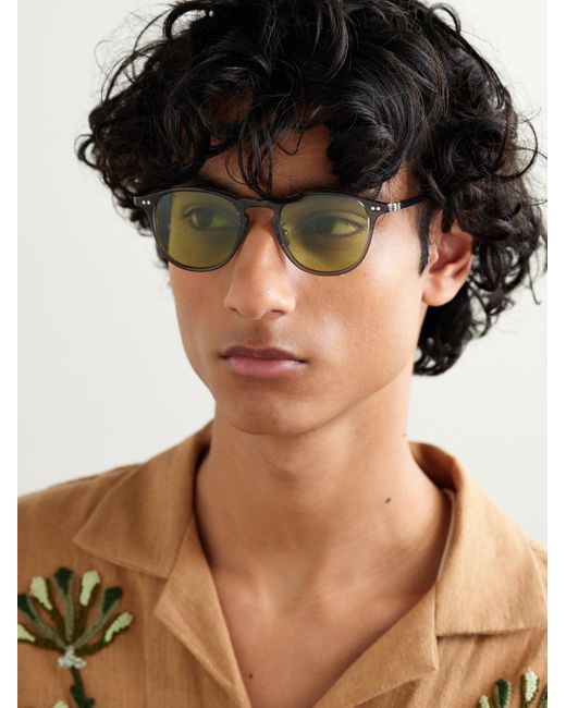 Garrett Leight Green Hampton J Sun Round-Frame Acetate Sunglasses for men