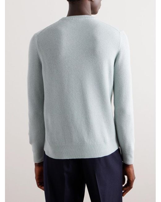 Loro Piana Blue City Birdseye Baby Cashmere Sweater for men