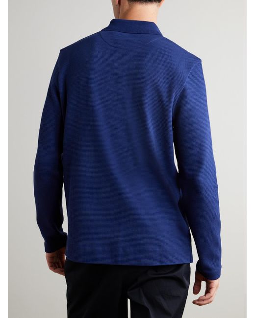 Mr P. Blue Waffle-knit Organic Cotton-jersey Polo Shirt for men