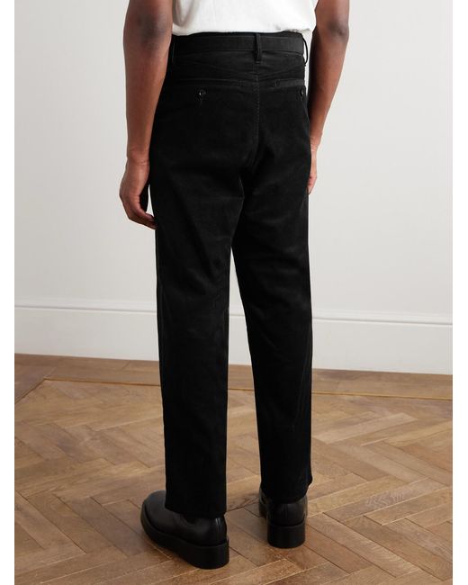 Sacai Black Straight-Leg Belted Cotton-Blend Corduroy Trousers for men