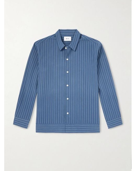 Reed 50032 Striped Organic Cotton Shirt di NN07 in Blue da Uomo