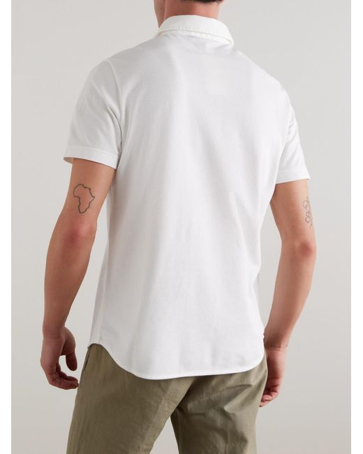 Loro Piana White Cotton-Piqué Polo Shirt for men