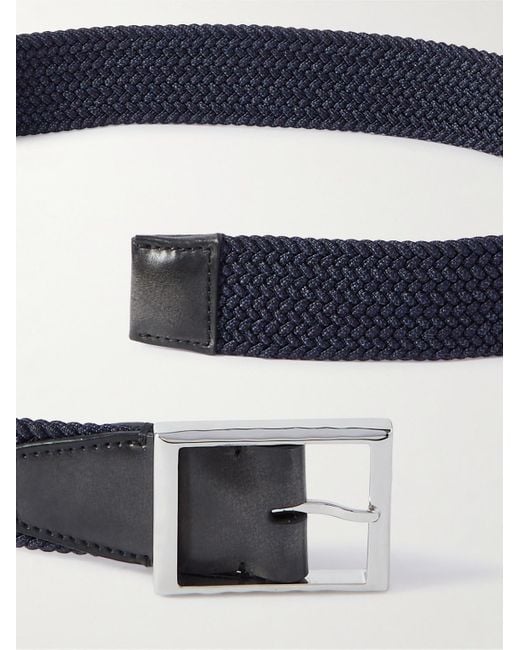 Berluti Blue 3.5Cm Leather-Trimmed Braided Woven Belt for men