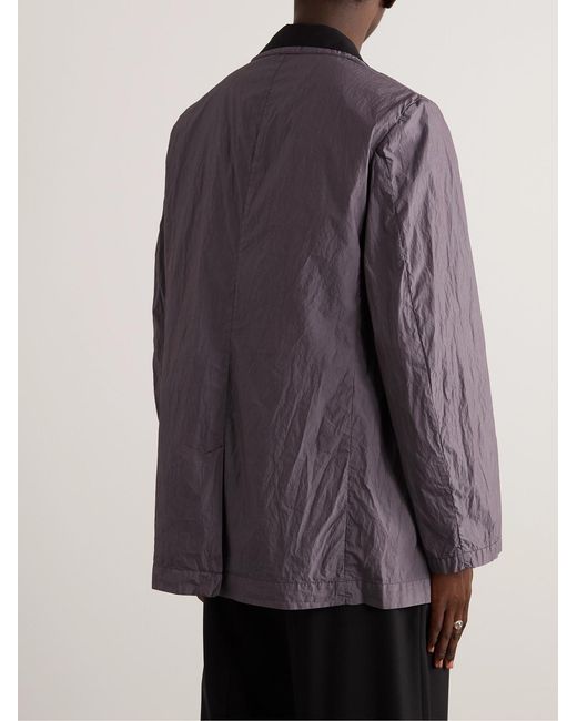 Our Legacy Purple Sharp Double-Breasted Crinkled Cotton-Blend Poplin Blazer for men
