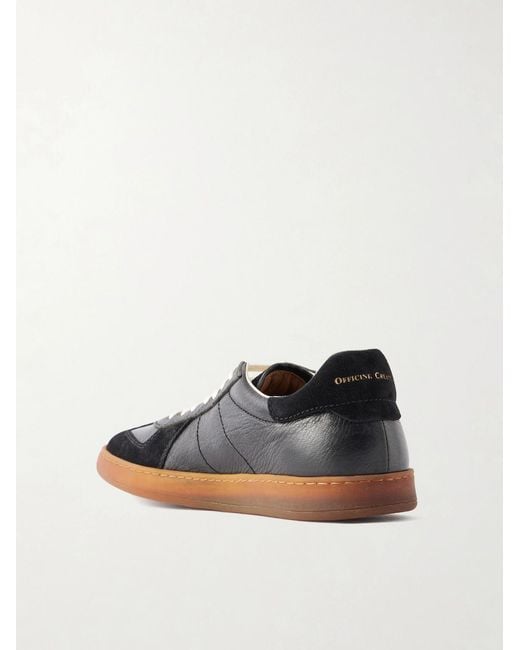 Officine Creative White Militia 002 Suede-Trimmed Leather Sneakers for men
