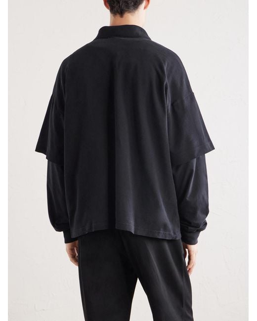 Agolde Black Curren Layered Cotton-Piqué Polo Shirt for men