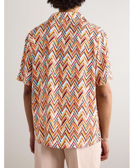 Missoni Pink Camp-collar Printed Woven Shirt for men