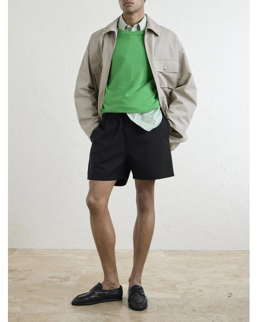 Wool Drawstring Shorts di Auralee in Black da Uomo