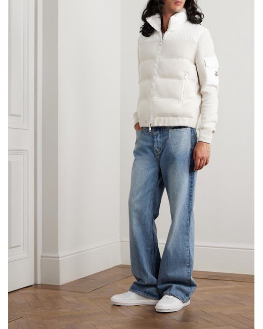 Moncler White Logo-appliquéd Shell-trimmed Quilted Wool-blend Zip-up Down Cardigan for men