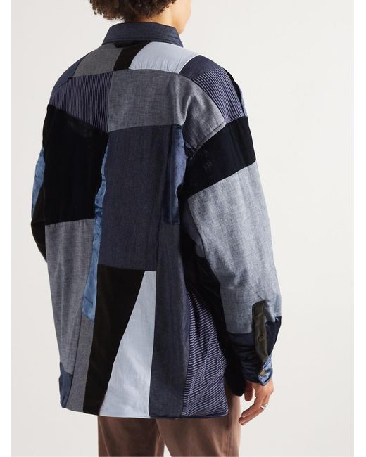 Acne Blue Patchwork Cotton-Blend Jacket for men