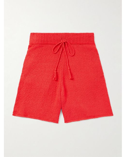 CHERRY LA Red Straight-leg Cotton Drawstring Shorts for men