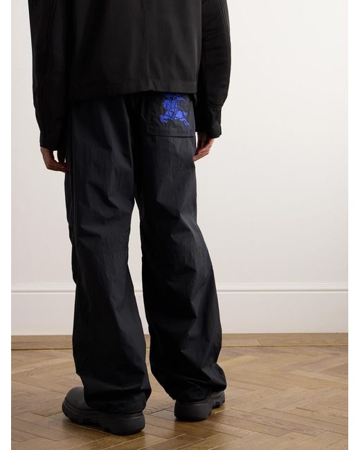 Burberry Black Wide-Leg Logo-Appliqued Nylon Cargo Trousers for men