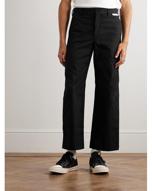 (w)taps Black Straight-leg Cropped Canvas Trousers for men