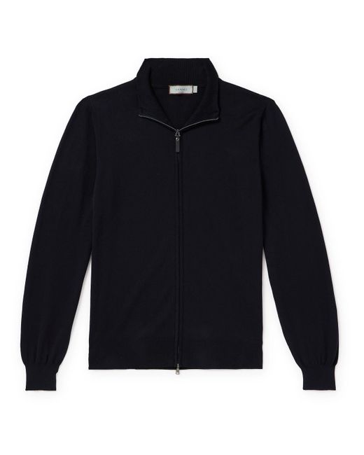 Canali Blue Slim-fit Cotton Zip-up Cardigan for men